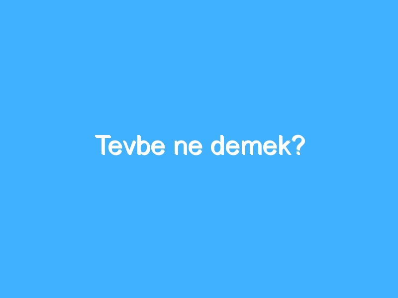 Tevbe ne demek?