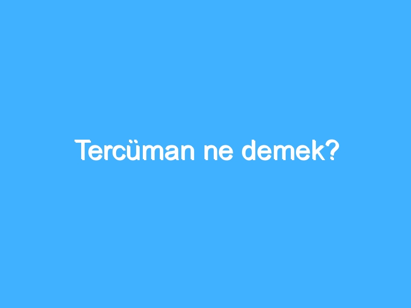 Tercüman ne demek?