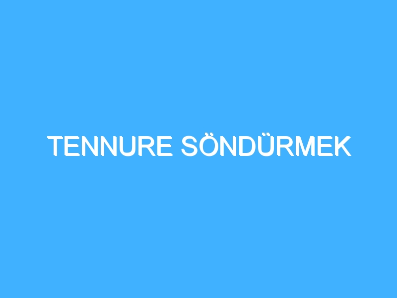 TENNURE SÖNDÜRMEK