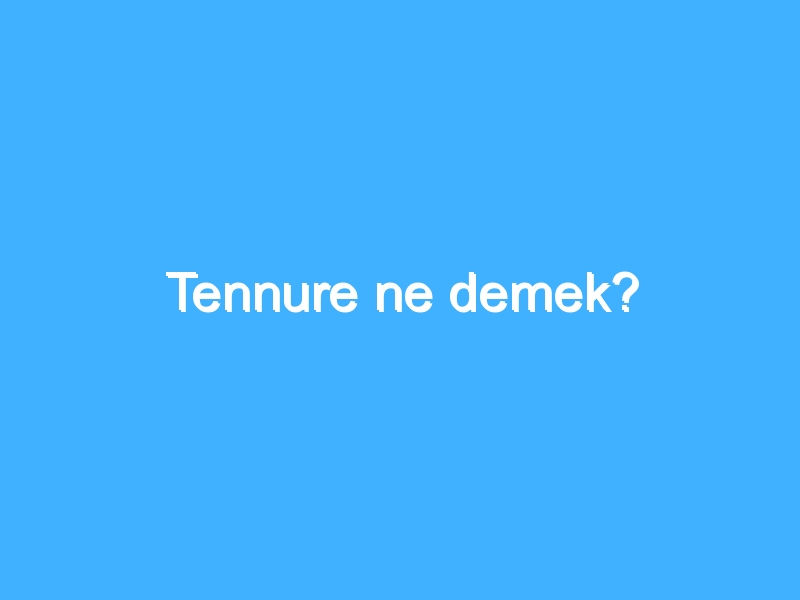 Tennure ne demek?