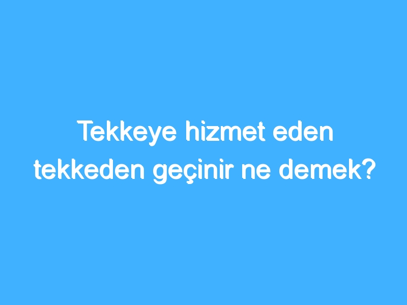 Tekkeye hizmet eden tekkeden geçinir ne demek?