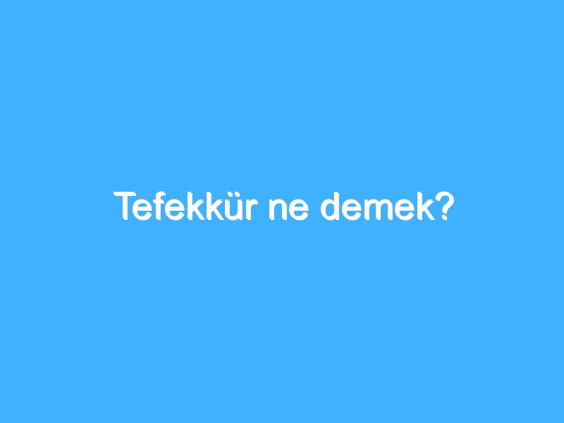 Tefekkür ne demek?