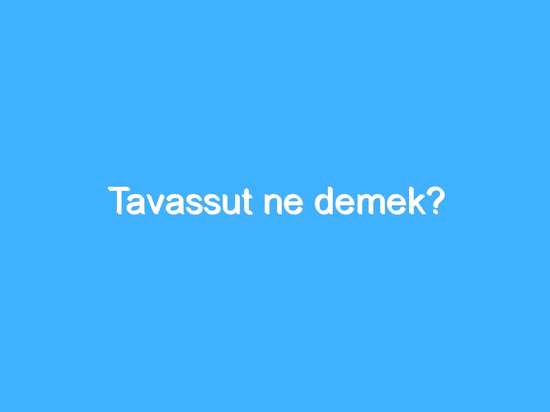 Tavassut ne demek?