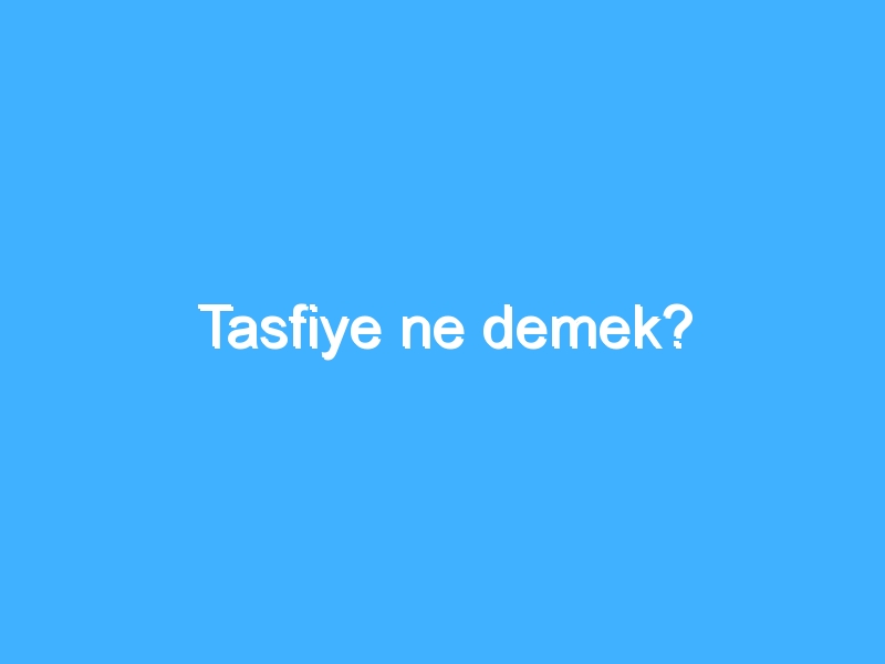 Tasfiye ne demek?