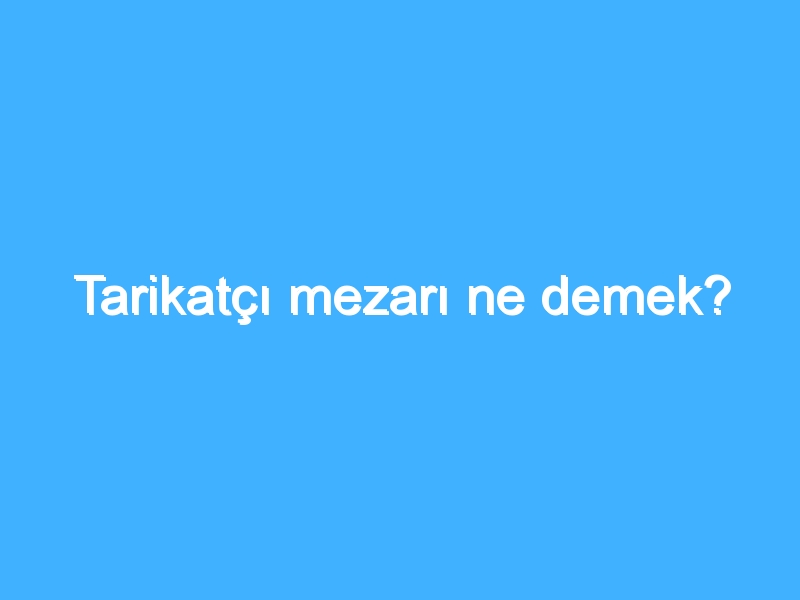 Tarikatçı mezarı ne demek?