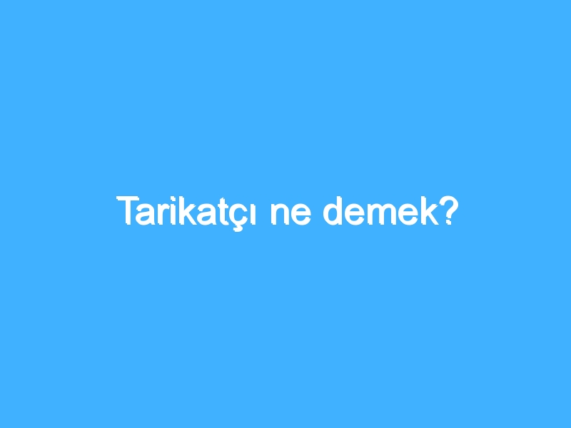 Tarikatçı ne demek?