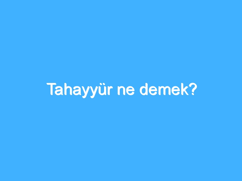 Tahayyür ne demek?