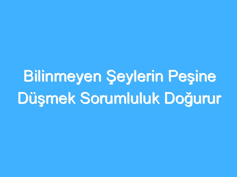 Bilinmeyen Şeylerin Peşine Düşmek Sorumluluk Doğurur