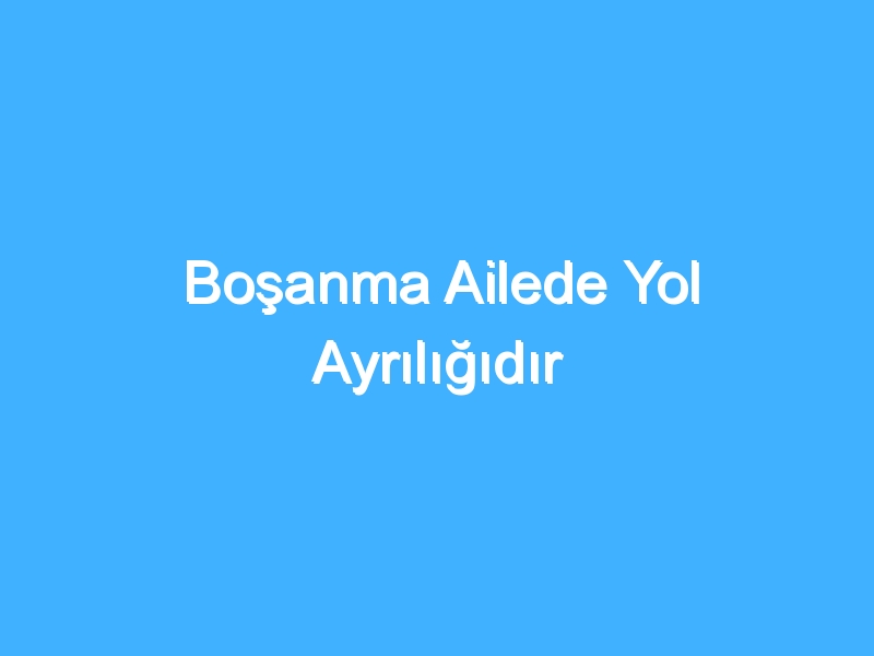 Boşanma Ailede Yol Ayrılığıdır