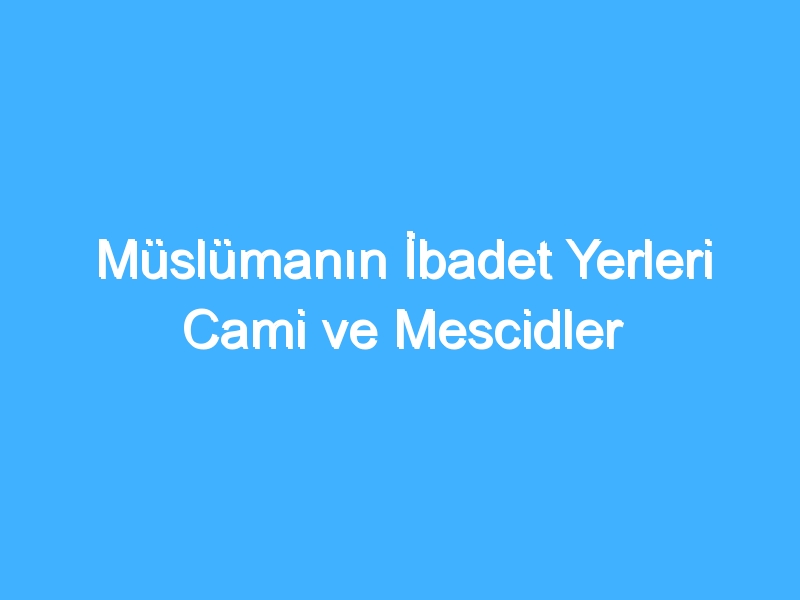 Müslümanın İbadet Yerleri Cami ve Mescidler