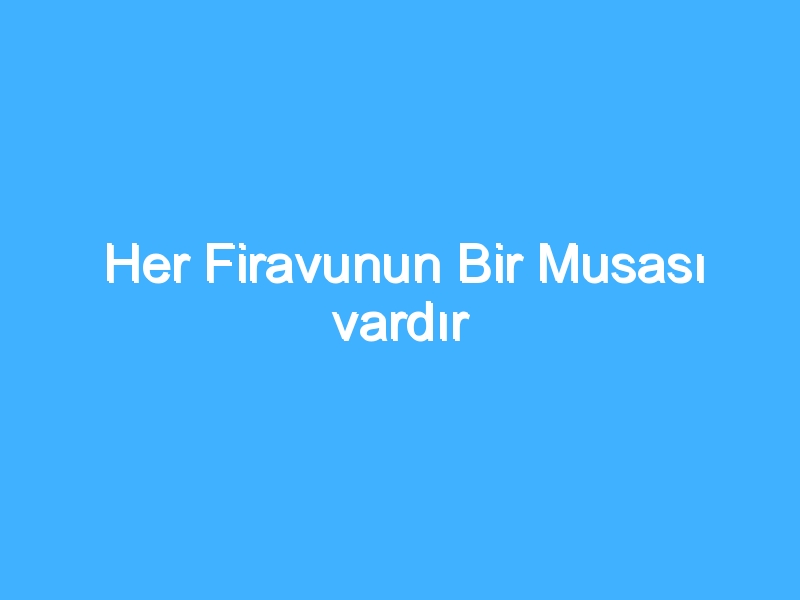 Her Firavunun Bir Musası vardır