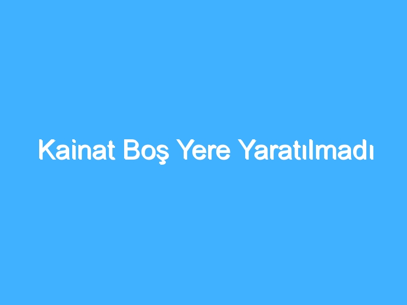 Kainat Boş Yere Yaratılmadı