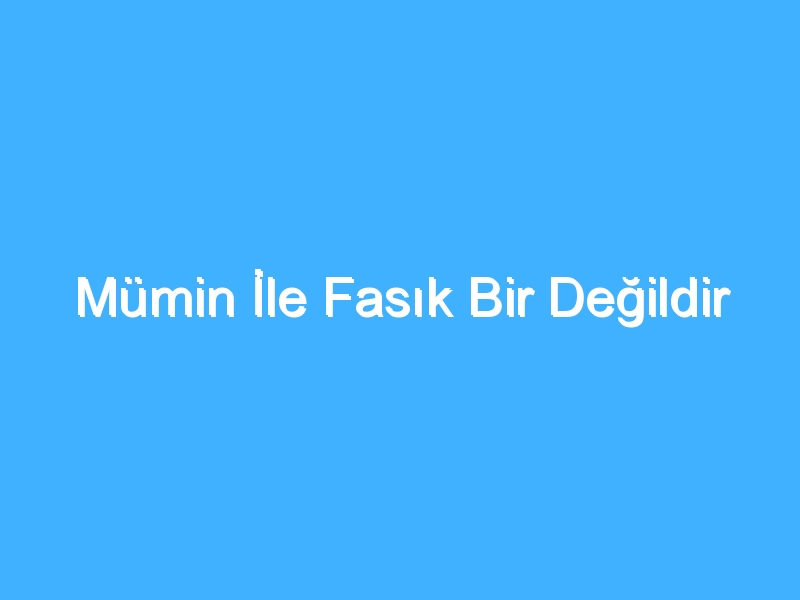 Mümin İle Fasık Bir Değildir