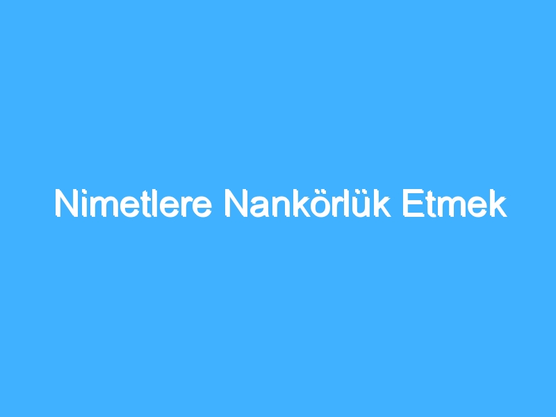 Nimetlere Nankörlük Etmek