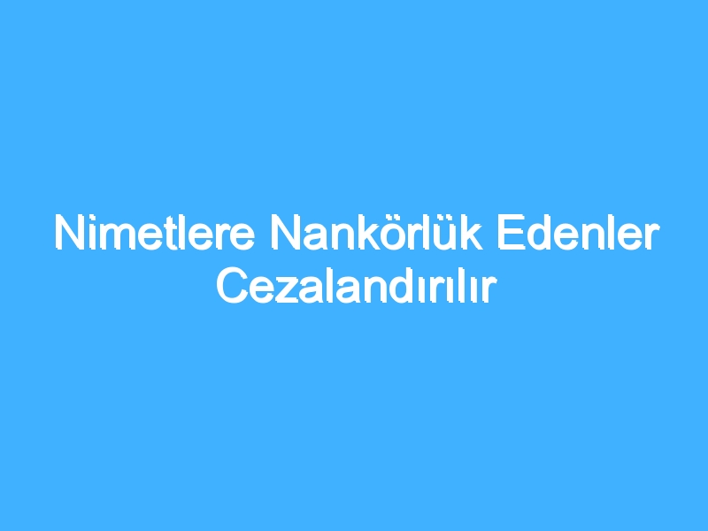 Nimetlere Nankörlük Edenler Cezalandırılır