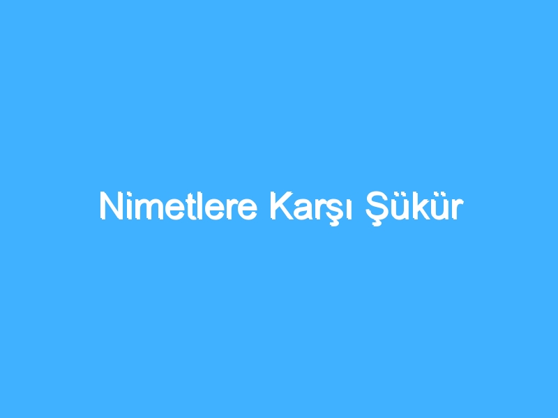 Nimetlere Karşı Şükür