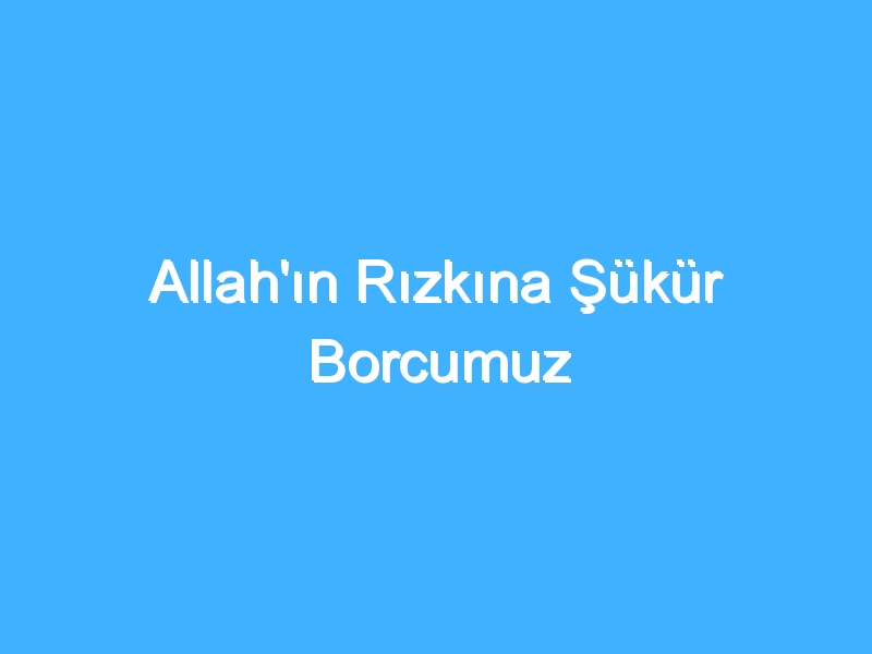 Allah'ın Rızkına Şükür Borcumuz