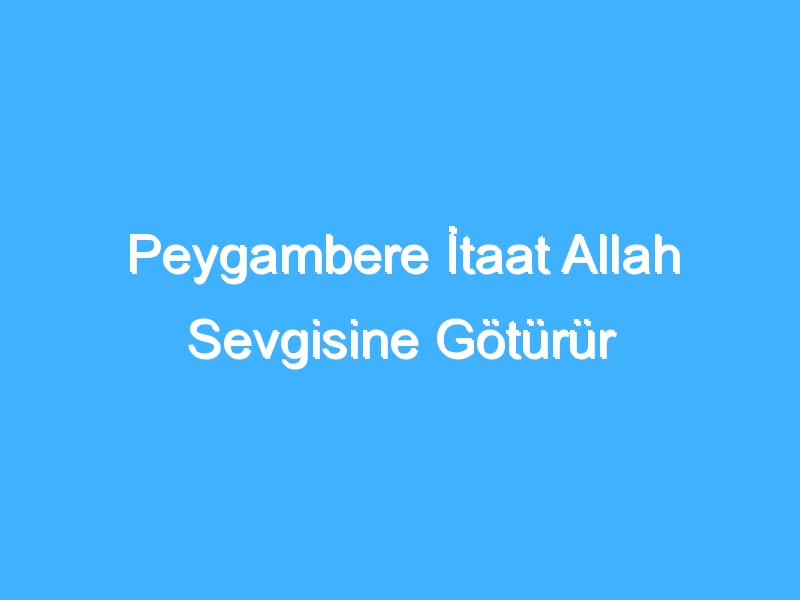 Peygambere İtaat Allah Sevgisine Götürür