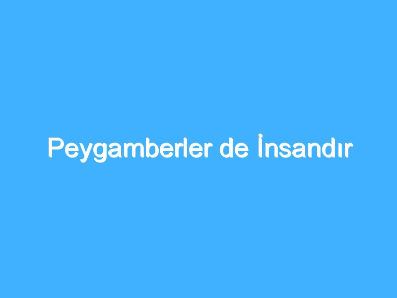 Peygamberler de İnsandır