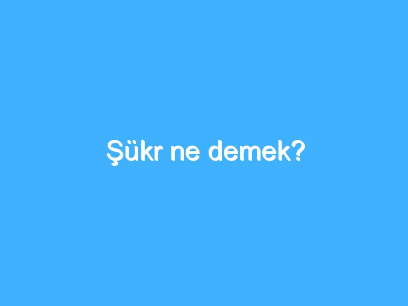 Şükr ne demek?