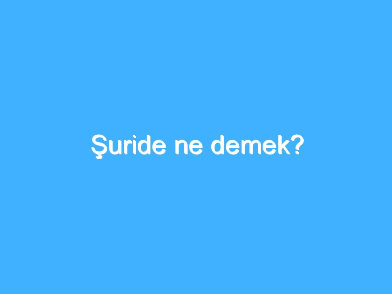 Şuride ne demek?