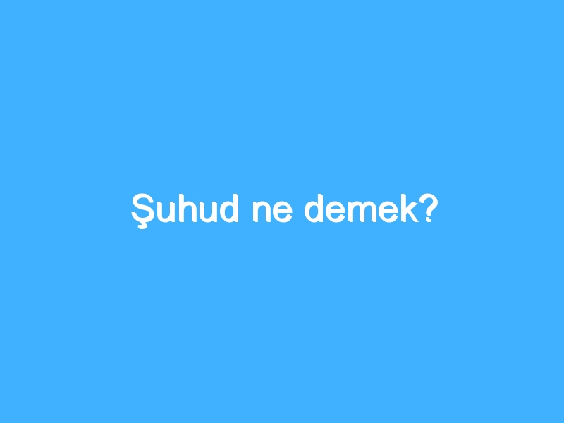 Şuhud ne demek?