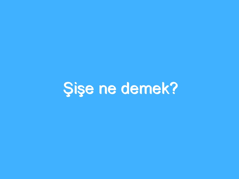 Şişe ne demek?