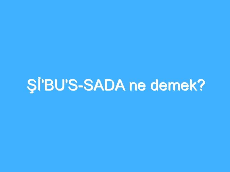 Şİ'BU'S-SADA ne demek?