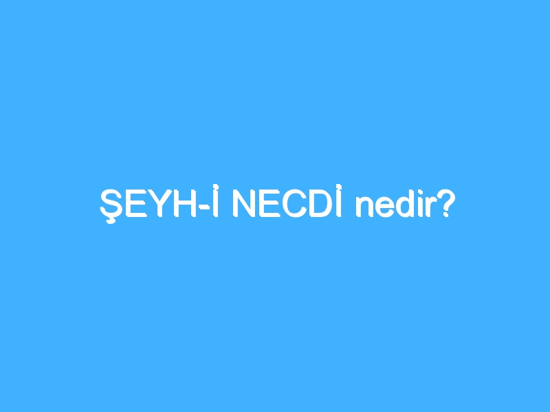 ŞEYH-İ NECDİ nedir?