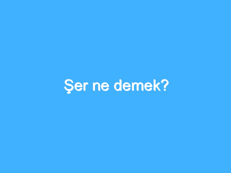 Şer ne demek?