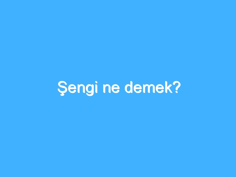 Şengi ne demek?