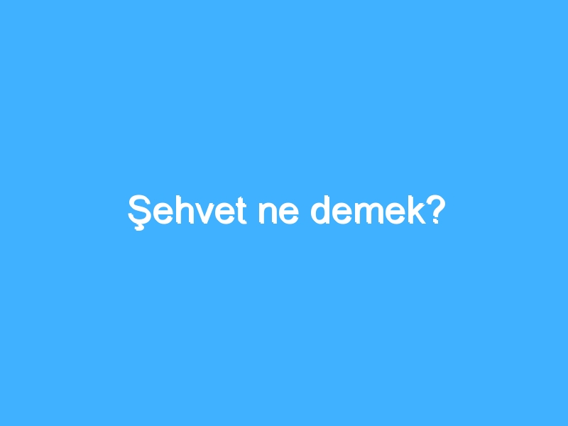 Şehvet ne demek?