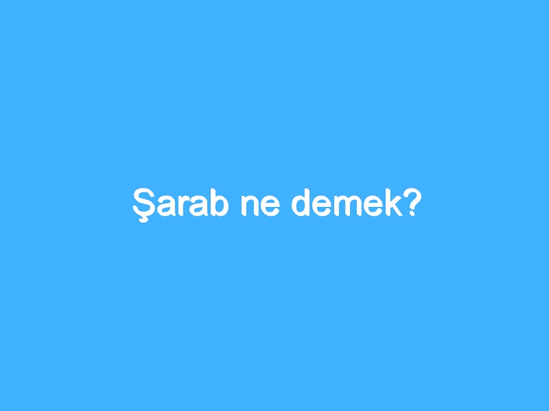 Şarab ne demek?