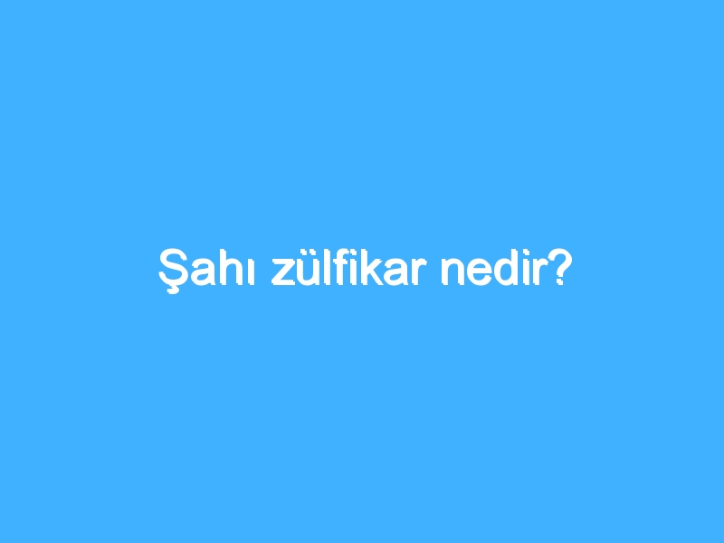 Şahı zülfikar nedir?