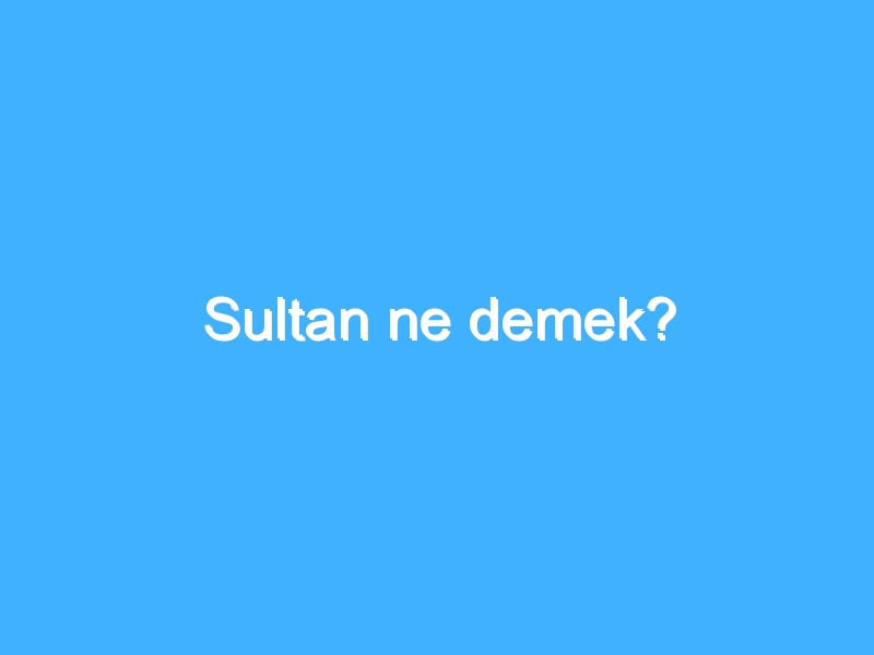 Sultan ne demek?