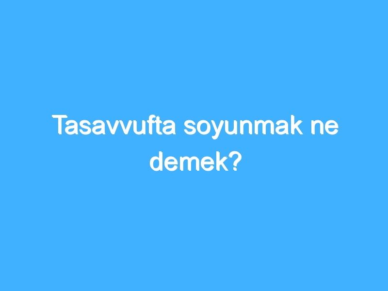 Tasavvufta soyunmak ne demek?