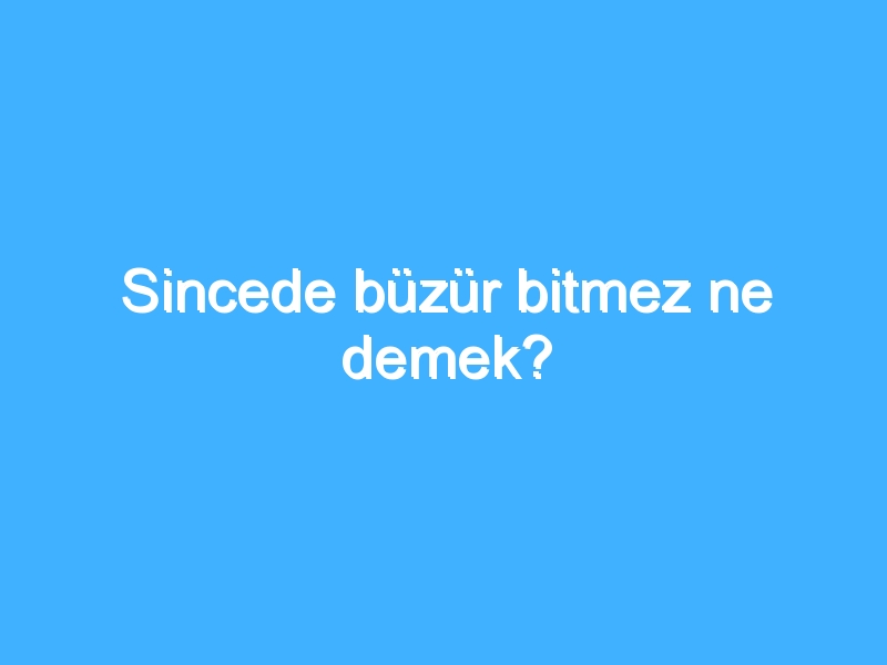 Sincede büzür bitmez ne demek?