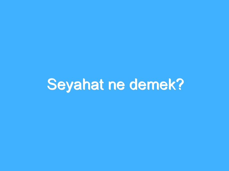 Seyahat ne demek?