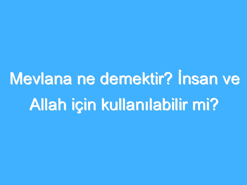 Mevlana ne demektir? İnsan ve Allah için kullanılabilir mi?