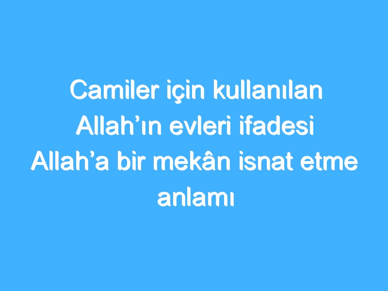 Camiler için kullanılan Allah’ın evleri ifadesi Allah’a bir mekân isnat etme anlamı taşır mı?