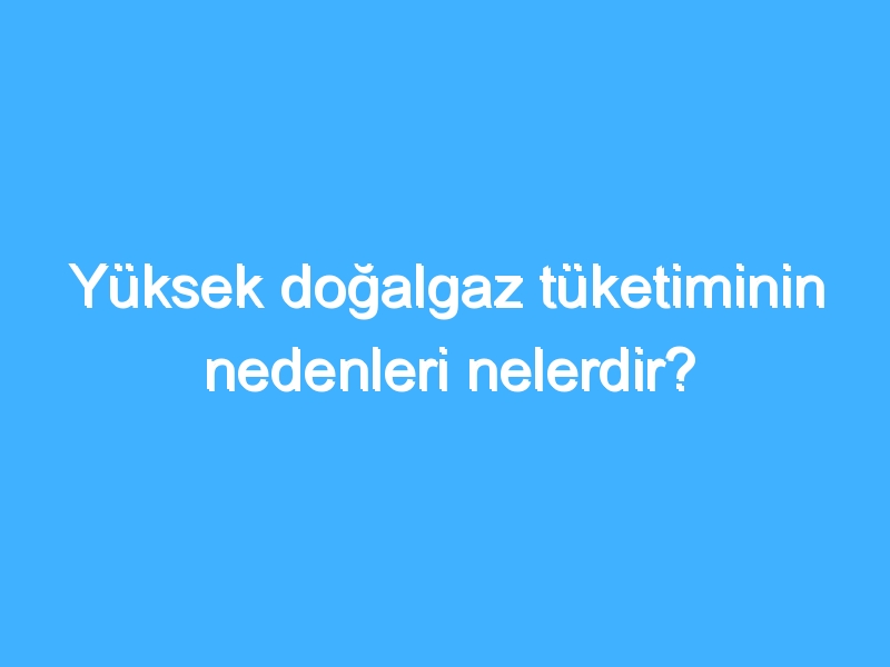 Yüksek doğalgaz tüketiminin nedenleri nelerdir?