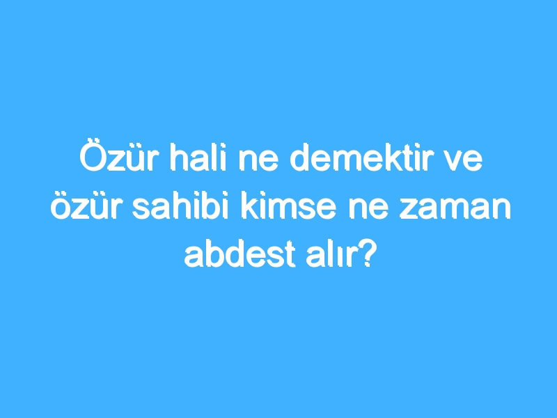 Özür hali ne demektir ve özür sahibi kimse ne zaman abdest alır?