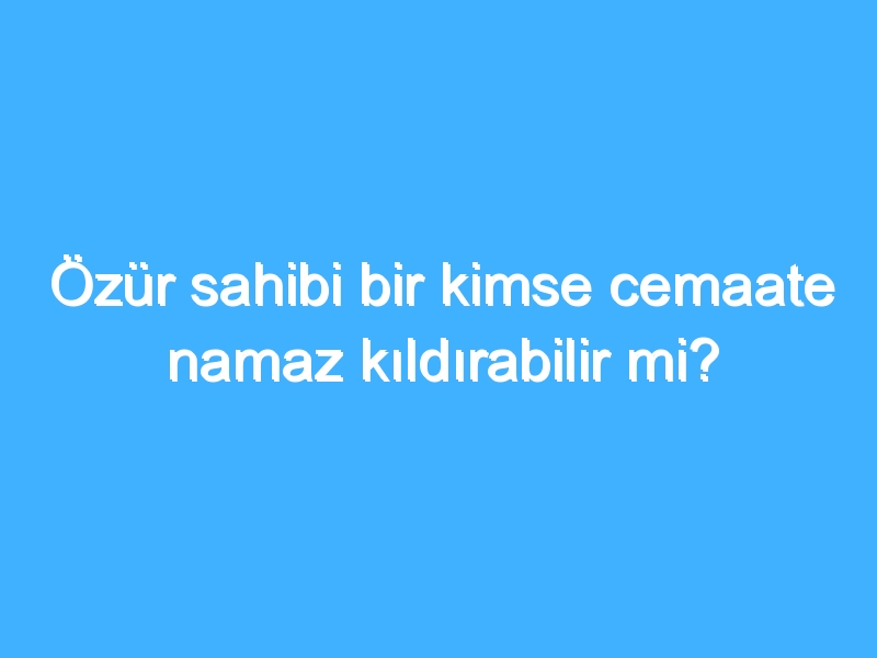 Özür sahibi bir kimse cemaate namaz kıldırabilir mi?