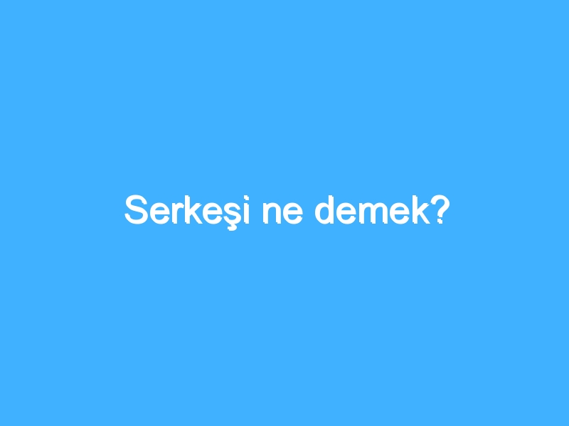 Serkeşi ne demek?