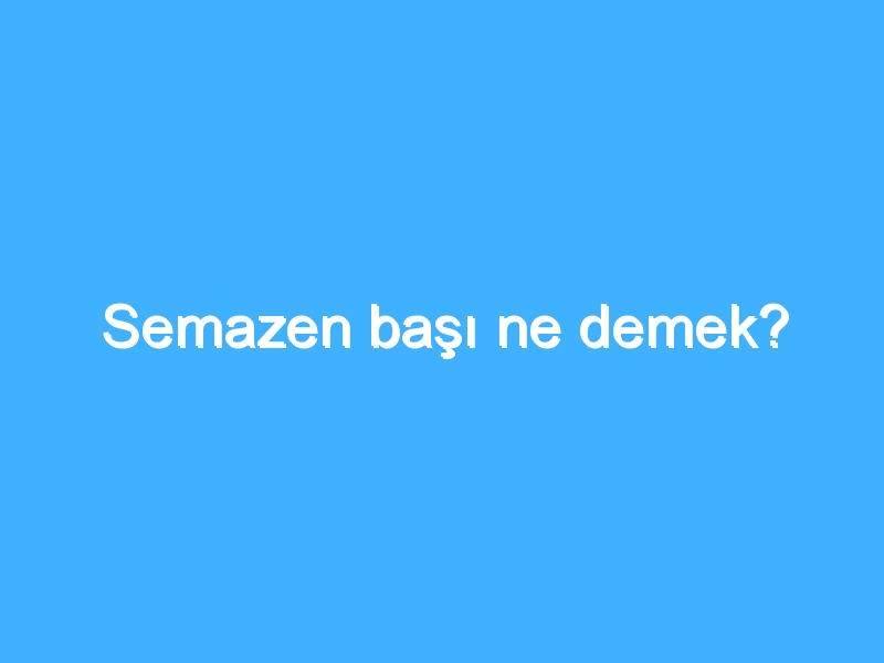 Semazen başı ne demek?