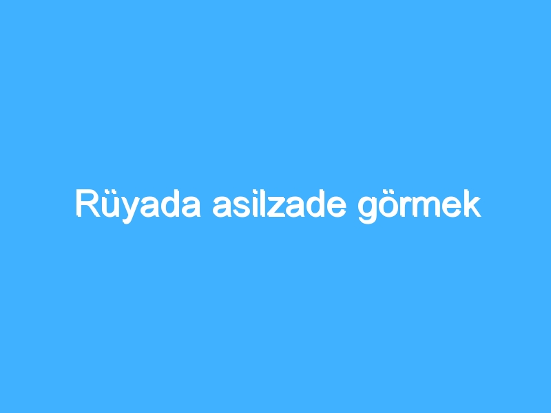 Rüyada asilzade görmek