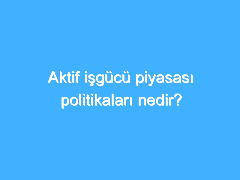 Aktif işgücü piyasası politikaları nedir?