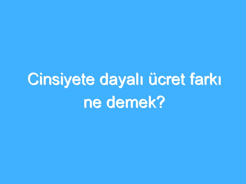 Cinsiyete dayalı ücret farkı ne demek?