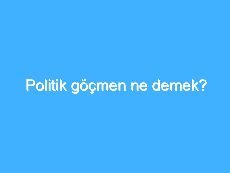 Politik göçmen ne demek?