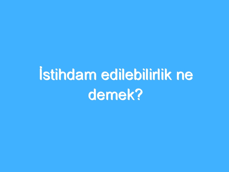 İstihdam edilebilirlik ne demek?